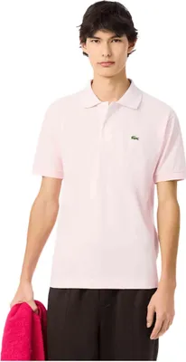 Obrázek produktu pro Lacoste Polo wide fit růžová jednobarevná bavlna