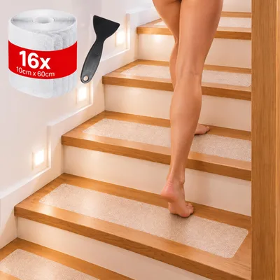 Produktbild von ECENCE 16 Stück Treppenstufen Antirutsch Treppenstufen Matten 60x10cm