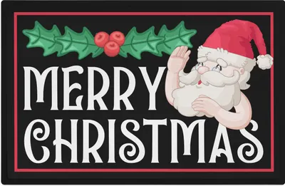Produktbild von Trendation - Merry Christmas Fußmatte Geschenk zu Weihnachten Deko Muster Weihnachtsmann Außen und Innenbereich 60x40cm