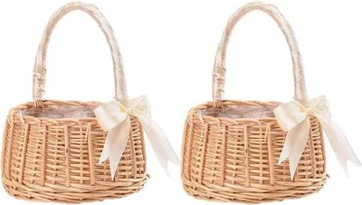 Produktbild von Famanu Blumenmädchen Körbe - Set von 2 - Weiß - Rattan