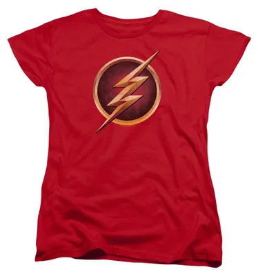 Imagen del producto de Camiseta para mujer, diseño de The Flash, corte ajustado, modelo TV40978 (talla XL), color rojo