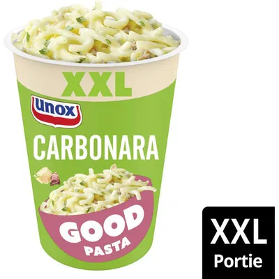 Produktbild von Unox Good Pasta Carbonara XXL 92g – Schnelle, leckere XXL-Portion Carbonara