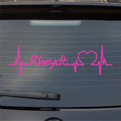 Produktbild von Heckscheibenaufkleber Rheydt Herzschlag Puls Stadt Liebe 55x15 cm Pink Auto Aufkleber Sticker