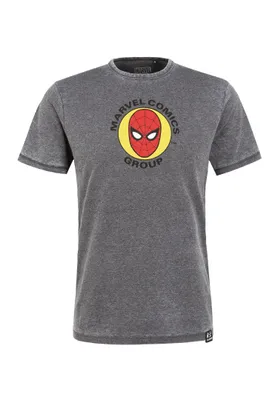 Produktbild von Recovered T-Shirt Marvel Spider-Man Circle Charcoal mit kleinem Spider-Man-Print Charcoal M