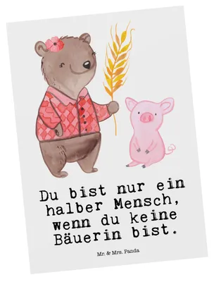 Produktbild von Mr. & Mrs. Panda Postkarte Bäuerin Herz - Weiß - Geschenk, Bauernhof, Tierwirtin, Witzig, Spruch, Grußkarte, Postkarten, Ansichtskarte, Lustig, Fotokarte, Ansichtskarten