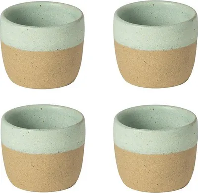 Produktbild von Costa Nova Arenito Espressotassen – Cyaan – 4er-Set – Handgefertigt in Portugal – Espressotassen aus Steingut