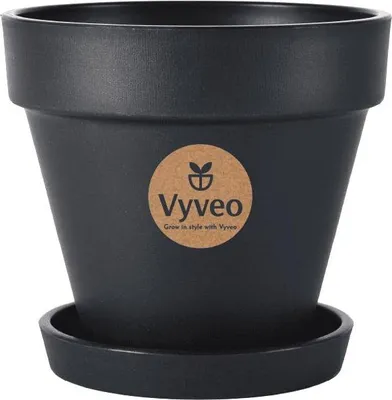 Produktbild von Vyveo - Blumentopf Oslo mit Untersetzer - Schwarz - 20x18