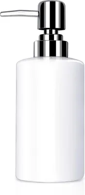Produktbild von Weißer Keramik-Seifenspender, 300 ml, nachfüllbar für Shampoo/Gel/Spülmittel, Bad/Küche