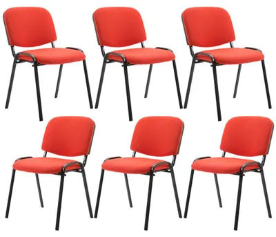 Produktbild von CLP 6er Set Besucherstuhl Ken Stoff stapelbar und mit robustem Metallgestell rot