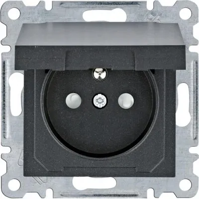 Image de Prise Hager LUMINA2, 2P+E, IP44, avec protection enfant, de couleur noire