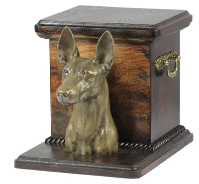 Immagine prodotto di Urna funeraria per cani in stile faraonico: un'elegante urna per le ceneri del tuo cane, realizzata con una scultura a forma di busto di cane, prodotta dal marchio Art-Dog.