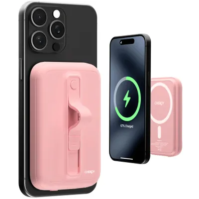 Productafbeelding van CHEROY ChargePack Mini - Draadloze PowerBank - 18W USB C Snellader - 5000mAh - Geschikt voor MagSafe - Roze