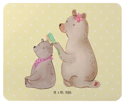 Produktbild von Mr. & Mrs. Panda Mousepad Bär Kind - Gelb Pastell - Geschenk, Mauspad, Mama, Muttertag, Familie, Mouse Pad, mousematte, Mutter, Bären, mausteppich, pc