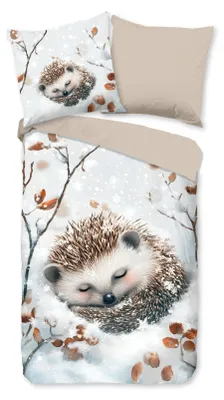 Produktbild von Duvet cover Good Morning 135x200 + 1* 80x80 cm - Hedgehog sleeping in the snow