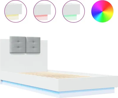 Obrázok produktu pre vidaXL Rám postele s čelom a LED osvetlením biely 75x190 cm