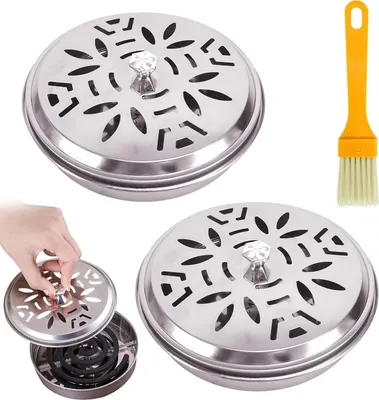 Produktbild von Edelstahl Räucherstäbchenhalter 2 Stück mit diamantförmigem Griff und Reinigungsbürste für Küche, Wohnzimmer und Badezimmer