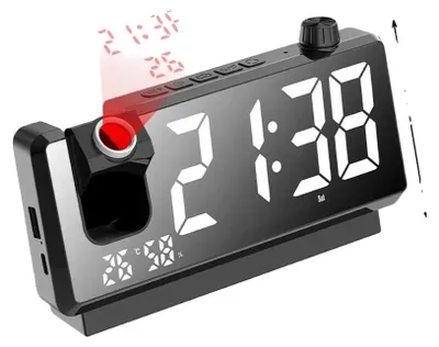 Image de Projecteur d'horloge numérique, écran LED HD, capteur de température, noir
