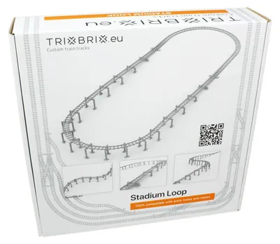 Produktbild von Trixbrix Stadium Loop – Gleise kompatibel mit LEGO® City Eisenbahn und Zug 60197 60198, Zubehör für Klemmbausteine