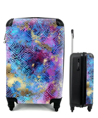Produktbild von MuchoWow® Koffer Handgepäck Trolley Rollkoffer Kleine Reisekoffer mit 4 Rollen - Marmor - Farbe - Geometrische Formen - Cabin Size < 55x40x23 cm & 55x40x20 cm - Fotokoffer - Kabinenkoffer - Boardgepäck - Reise-Box - Reisekoffer - Reisegepäck - Koffer mit Bild - Trolley für Kinder