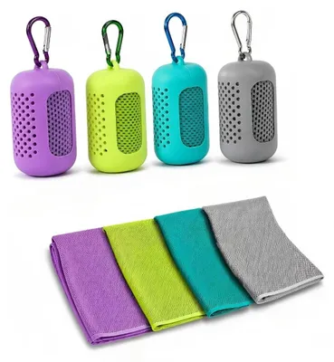 Productafbeelding van Set van 4 Koelende Handdoeken - Microvezel, 30x90cm, Ideaal voor Sport en Buitenactiviteiten