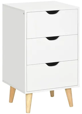 Imagen del producto de Mesita de noche - 3 cajones - Diseño moderno - 68,5 cm de alto - Estructura de madera - Color blanco