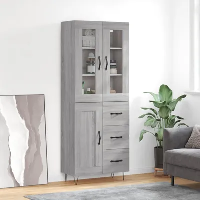Produktbild von vidaXL Highboard Grau Sonoma 69,5x34x180 cm Holzwerkstoff
