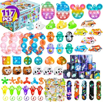 Produktbild von 117 Stück Zappeln Spielzeuge, OdiuK Fidget Toys Set Anti Stress Spielzeug Angst Relief Finger Toys Partygeschenke Autismus Spielzeug Sensorisches
