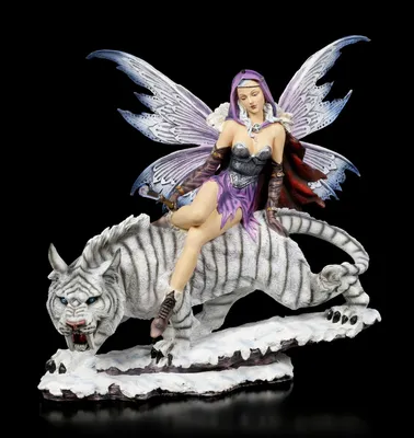 Produktbild von Elfen Figur - Magierin mit Säbelzahntiger - Fantasy Dekoration