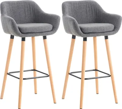 Produktbild von 2er Set Barhocker Grant Stoff hellgrau