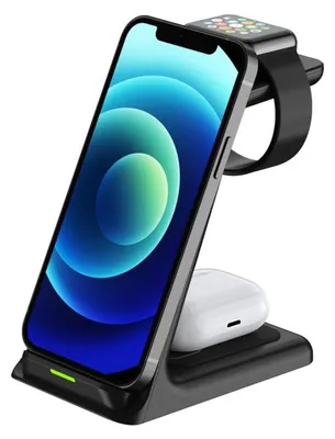 Obrázek produktu pro Bezdrátový nabíjecí stojan SiGN 3 v 1 Qi 15 W - černý