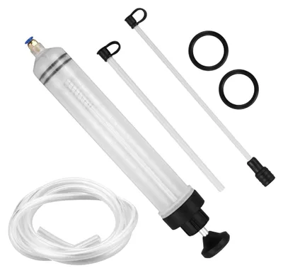 Produktbild von Ölabsaugpumpe Handölpumpe Ölwechselpumpe - 500 ml - Mit Schlauch und Verlängerungsrohr - Transparente Spritze mit Skala