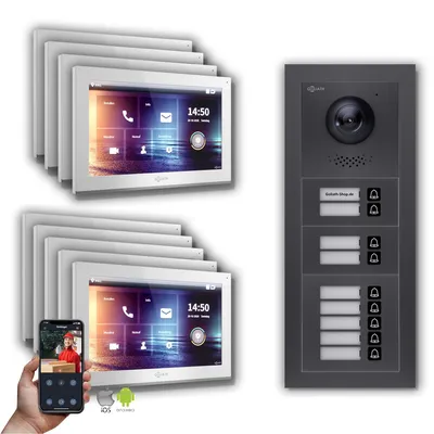 Produktbild von Goliath IP Video Türsprechanlage: 10-Zoll 9 Familienhaus, Smartphone App, Anthrazit : 10 Zoll Weiß : Aufputz Dose Monitor Farbe: 10 Zoll Weiß Montage: Aufputz Dose