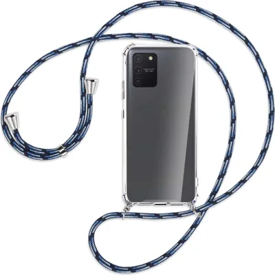 Produktbild von Handykette Backcover-Schutzhülle mit Band (Metall silberfarben) für Samsung Galaxy S10 Lite - Blautöne