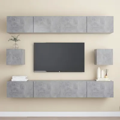Produktbild von The Living Store 6-tlg. TV-Schrank-Set Betongrau Holzwerkstoff