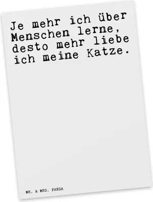Produktbild von Mr. & Mrs. Panda bildkarte Je mehr ich über... - Weiß - Geschenk, Herrchen, Ansichtskarte, Kunstkarten, Grußkarte, Fotokarte, Frauchen, Haus, Katze, Postkarten, Spruch