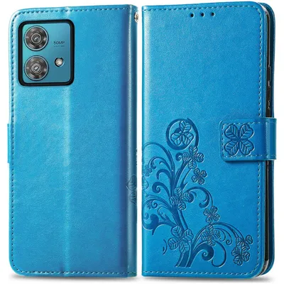 Produktbild von Mobigear Clover  Motorola Edge 40 Neo Hülle Klapphülle Geldbörse - Blau