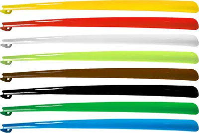 Produktbild von Schuhanzieher 75 cm lang, 5 cm breit aus Kunststoff, platzsparend mit Aufhängöse