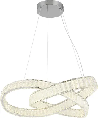A modern, decorative pendant light fixture with a metallic finish and crystal accents.