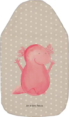 Produktbild von Mr. & Mrs. Panda Wärmflasche Axolotl Hurra - Grau Pastell - Geschenk, mit Bezug, Freude, Fröhlich, Wärmflaschen, Kuschelwärmflasche, Spaß, Wärmekissen, Lurch, Motivation