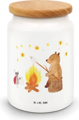 Produktbild von Mr. & Mrs. Panda Teedose Bär & Marienkäfer Lagerfeuer - Weiß - Geschenk, behälter, Vorratsbehälter, Kaffeedose, Keksdose, Dose