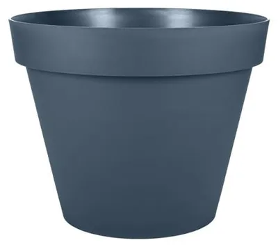 Image de Pot de Fleurs Toscane - Bleu Jean - Diam 29,5 x H 24 cm - 10 L - Recyclé 90 % - Fabrication Française