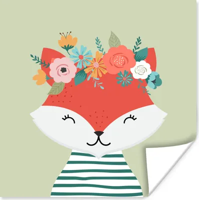 Produktbild von MuchoWow® Poster Fuchs - Pastell - Sommer 75x75 cm - Wand Dekoration