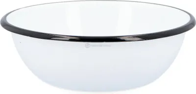 Produktbild von AGD Olkusz | Emaillierte Schüssel Cubism - 20 cm - Weiß - Stilvolles Design - Robuste Qualität - 1,5l