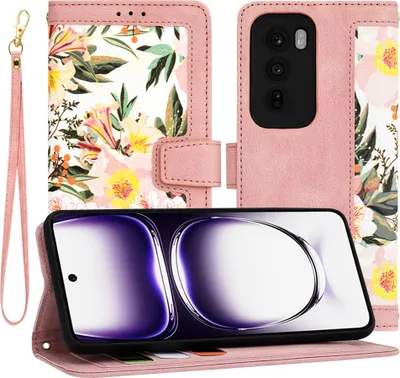 Produktbild von Techsuit FlipCraft Book Wallet Klapphülle mit Kabel für Oppo Reno12 - Sweetheart Pink