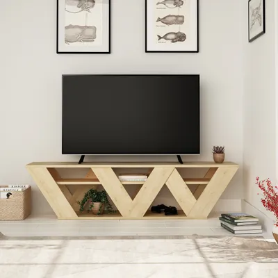 Produktbild von Decortie Ralla Moderner TV-Ständer Multimedia-Center TV-Element Eiche mit Einlegeböden , 158 x 30 x 40 cm