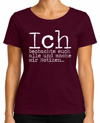 Productafbeelding van "Nerd-spreuk, detective-humor, statement-dames T-shirt, bordeauxrood, maat XL."