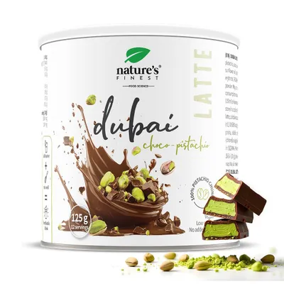 Zdjęcie produktu dla Nature's Finest – Dubai Latte czekoladowy – Kawa pistacjowa instant bez cukru