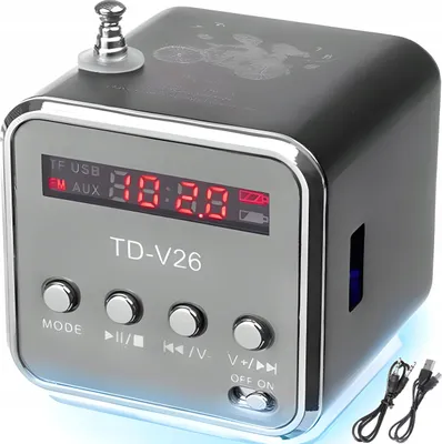 Produktbild von Mini Drahtlose Tragbare Lautsprecher Radio Fm Bluetooth Mp3 Led Usb Retro