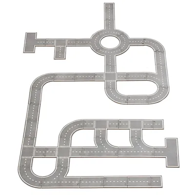 Produktbild von Rennstrecke aus Holz für Autos, 38 Teile, zum Zusammenstecken als Puzzle, UV-Druck