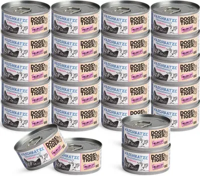 Produktbild von DOGS’n TIGER Adult Premium Katzenfutter Naschkatze, Nassfutter, Getreidefrei, 70% Fleischanteil an Thunfisch & Shrimps, 24x 70g